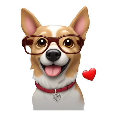 Perro salchicha con gafas de corazón ￼ sticker