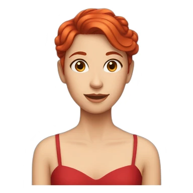 A girl with short red hair, a red Dress  sticker