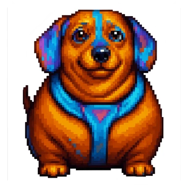 Make the dachshund dog even chubbier, keeping the same style as the original image. Remove the background. sticker