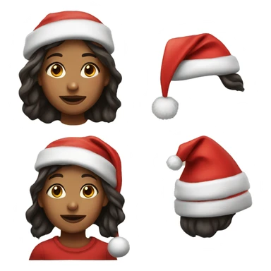 realistic portrait of girl with Santa hat  sticker
