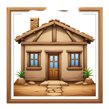  a old looking house made out of wooden beams and mud bricks sticker