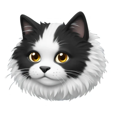 black and white fluffy cat  sticker