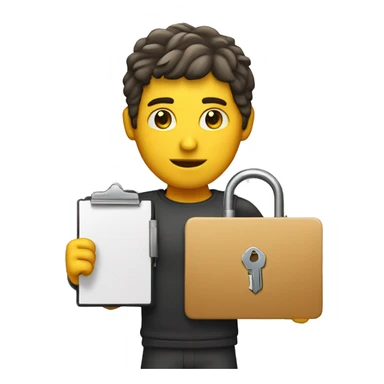 guy with shield lock and key and clipboard sticker