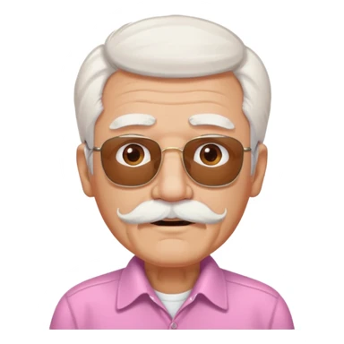 old guy with funny hair and brown shades and pink mustache sticker