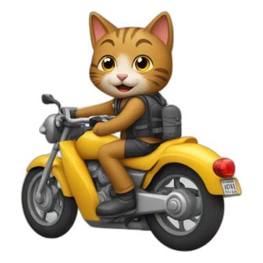 un chat conduisant une moto sticker