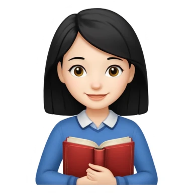 girl with black hair walking with book in hand sticker