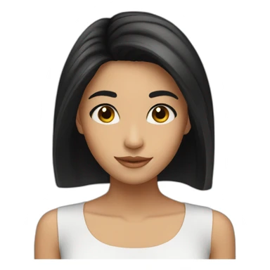 girl with black hair and brown eyes happy sticker