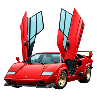 Red Lamborghini Countach sports car, iconic 80s supercar with angular design and scissor doors sticker