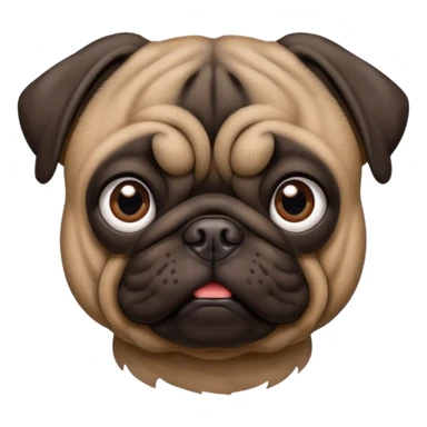 dark brown pug facing forwards, head and shoulders. sticker