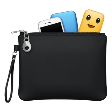 small zipper pouch with essentials, sticker