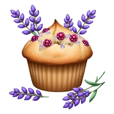 Lavender flower sprig muffin with berry and sugar crystals sticker