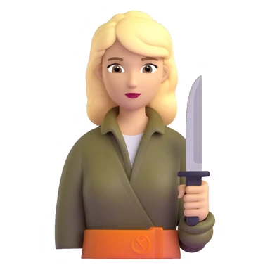 Blonde outdoorsy woman with a survival knife sticker