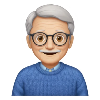 Old man, happy, wearing glasses and sweater sticker