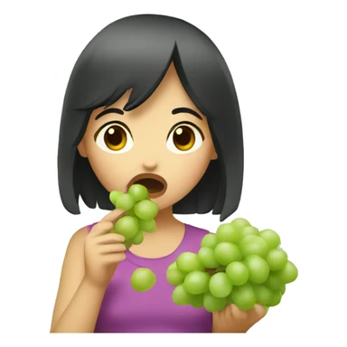 asian girl eating grapes sticker