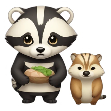 A badger and a narutomaki sticker