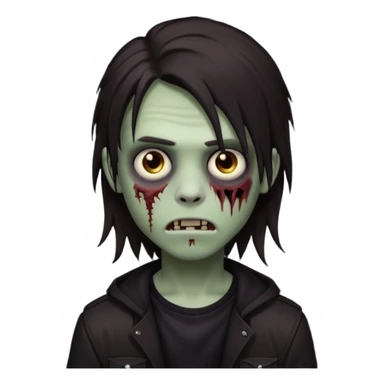 boy zombie with darkish brown long hair emo sticker
