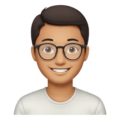 asian guy with glasses smiling sticker