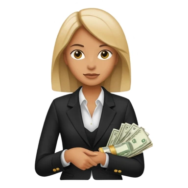 woman holding lots of money sticker