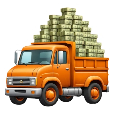 orange truck with money sticker