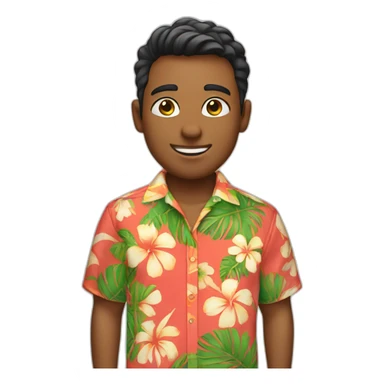 young man wearing bright hawaiian shirt sticker
