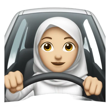 White women with white hijabi driving a car sticker