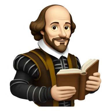 William Shakespeare holds a book in his hand sticker