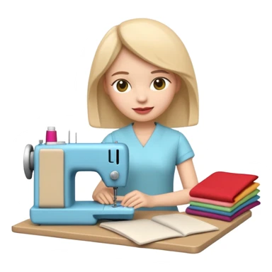 A 3D emoji with a apple Memoji style that the depicts a person who is learning to become a fashion designer as her highchool extended profile. She is young in a highschool age. She has items that are familiar with this job in the field sticker