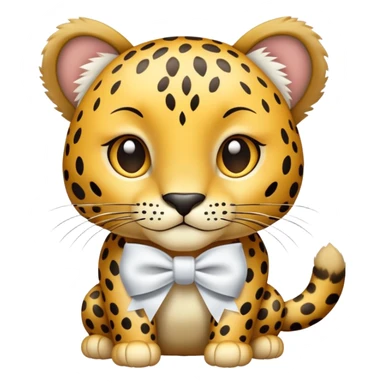 a leopard with a white bow  sticker