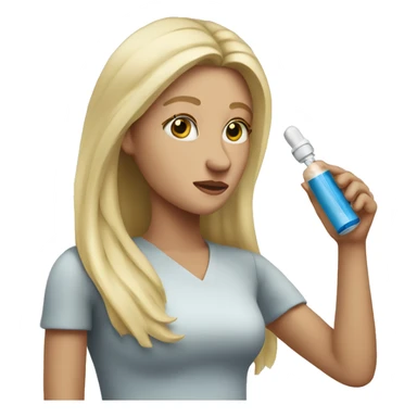 White lady with long blonde hair giving herself a shot of medicine sticker