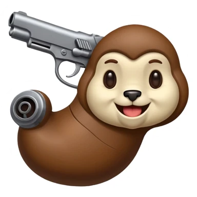 Une moto avec une tête de caca qui sourie avec un pistoler sticker