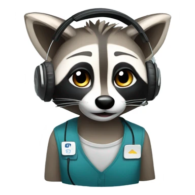 raccoon contact center agent with headset sticker
