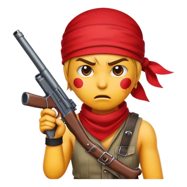 Anger emoji with a redbandana and a rpg gun sticker