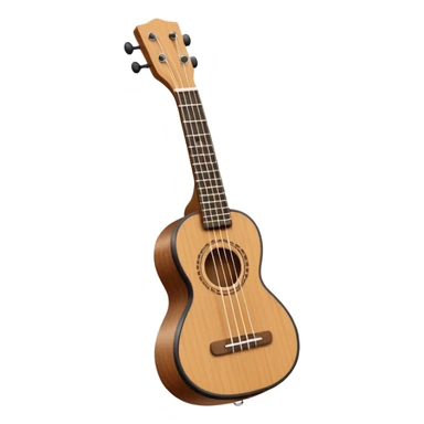 Minimalistic flat vector icon, iOS style, thin black contour on white background. Small ukulele guitar with four strings. Clean, no text, no shadows sticker