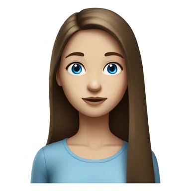 realistic portrait of a girl with blue eyes and brown long straight hair sticker