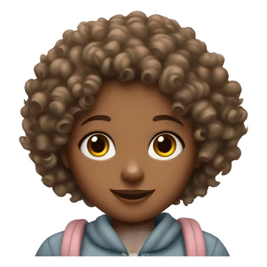 Curly haired girl with rabbit  sticker