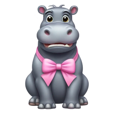 Hippopotamus with pink bow sticker