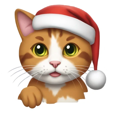 Calico cat wearing Santa hat sticker