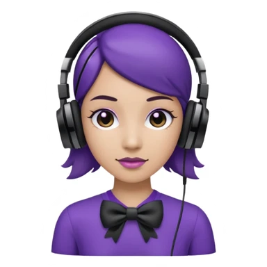 headphones with bow on the right side black and purple headphones looking like this 🎧 sticker