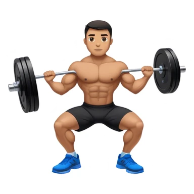 jacked man black clothes blue shoes barbell squats sticker