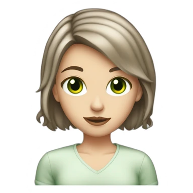 White girl with green eyes and Marron hair scrolling phone sticker