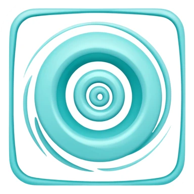 a Tiny compressed Stylized light-turquoise whirlwind swirl Anemo symbol inside a pastel white square icon, light turquoise borders sticker