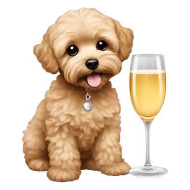 Brown Maltipoo drinking champagne  sticker