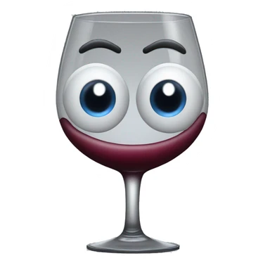 Wine glass with eyes and mouth sticker