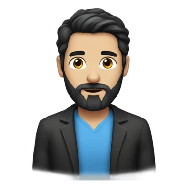 Beard man black hair blue eyes holding black Labrador  sticker