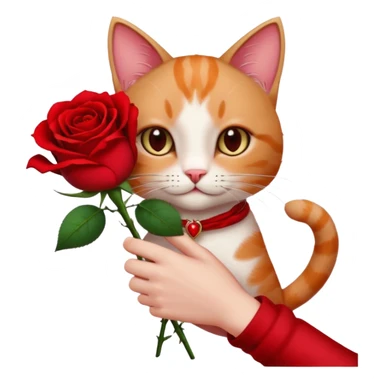 Flower 🌹in hand whiteout face in hand cat whitout  face person and Cat just hand sticker