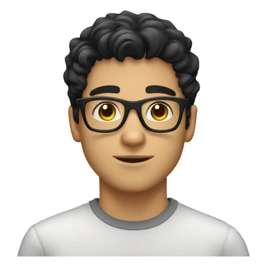 young white hispanic guy with black hear in glasses head only sticker