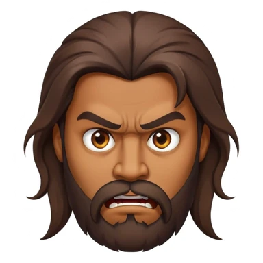 brown man with beard and long hair angry crazy sticker