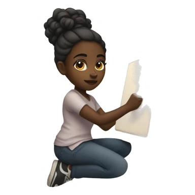 black girl painting a canvas  sticker