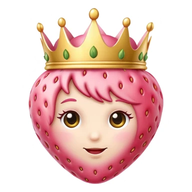 soft pink strawberry with cute face and crown sticker