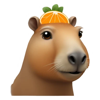 Capybara with the orange on her head  sticker